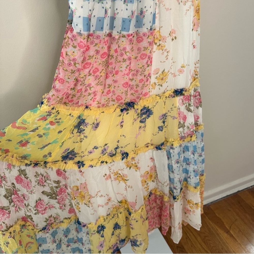 LOVESHACKFANCY Patchwork Silk Maxi Dress Founder Favorite - Picture 4 of 7
